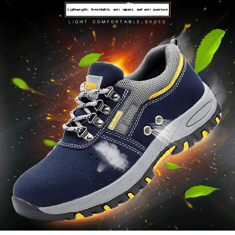 Safety Protective Anti impact Anti puncture suede work shoes Rubber soles Wear-resistant safety shoes