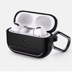 Capa de fone de ouvido para apple airpods pro 2023 pro2 2nd 2022 caso casos de fibra de carbono para airpods pro 3 2 1 coque pára-choques com chaveiro