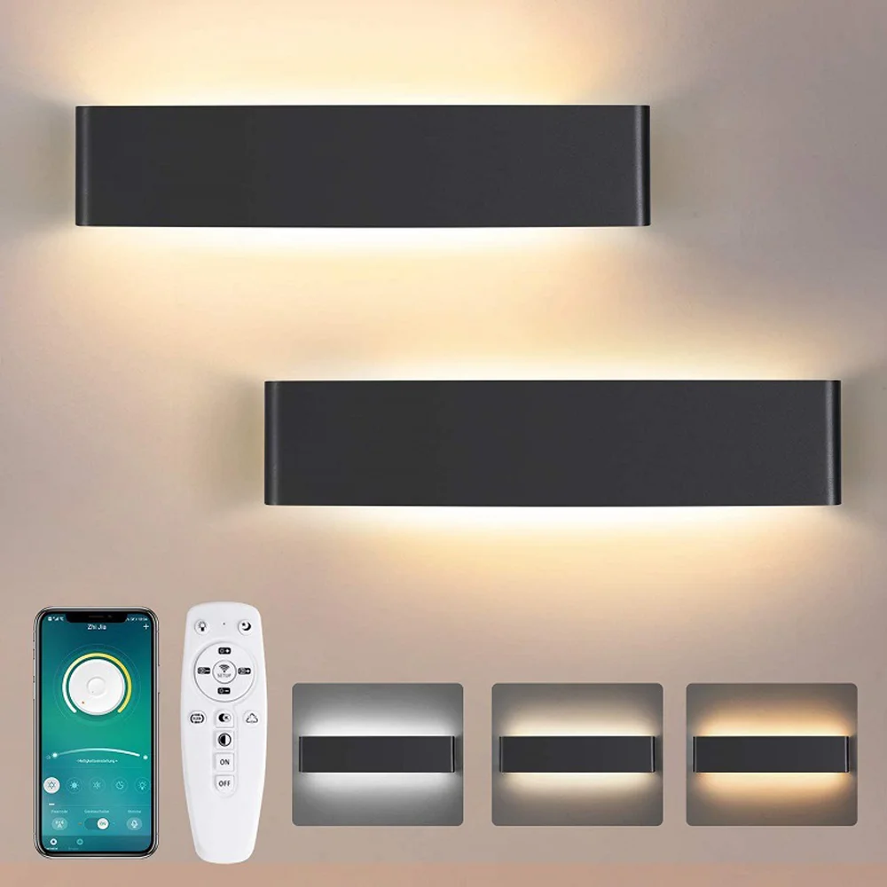 Led Wall Sconce Light 2.4G Bluetooth Remote Control Dimmable Wall Lamp AC170-245V Living Room Bedroom Indoor Wall Light Fixture