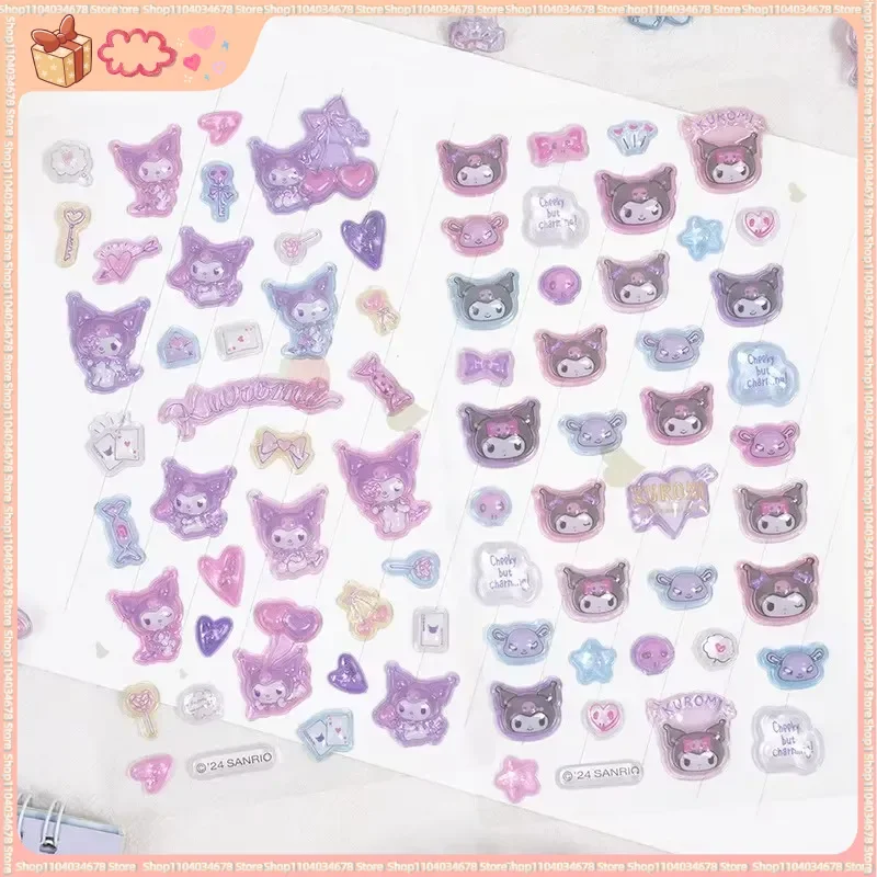 

2 шт. милые 3D-наклейки с рельефным изображением Куроми, кристальные стикеры для декора мобильных телефонов, для творчества, для учеников, для блокнотов, канцелярские товары