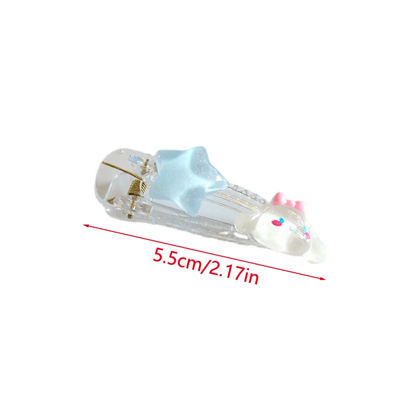 2Pcs Kawaii Sanrio Transparent Star Hair Clip Girls Cartoon Hello Kitty Melody Side Clip Hairpin Fashion Hair Accessories Gift