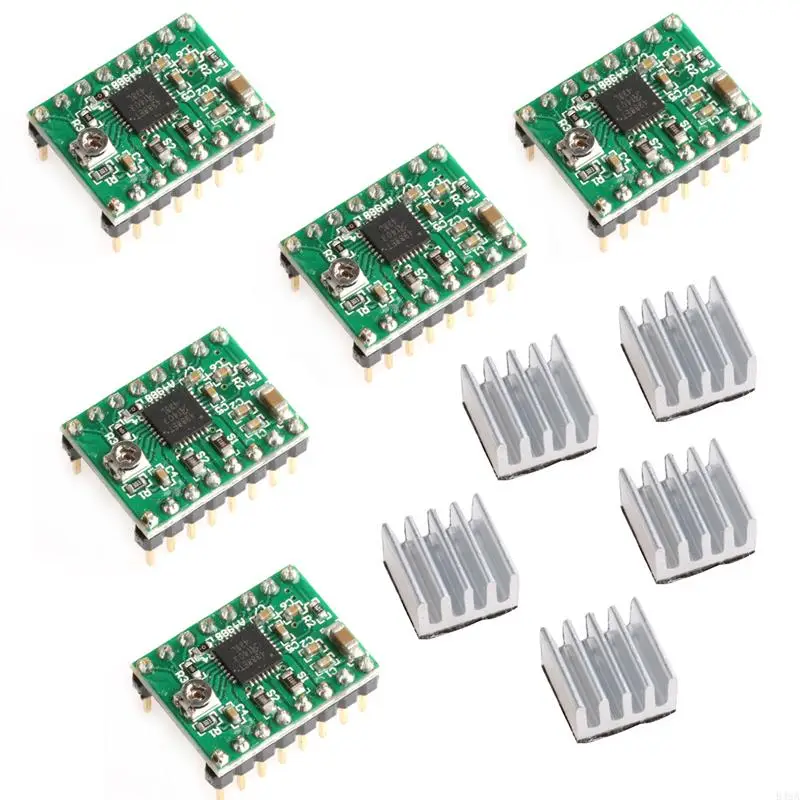 B46A 5PCS A4988 Stepstick Pololu Stepper Driver Module + Heatsink voor Reprap 3D -hellingen