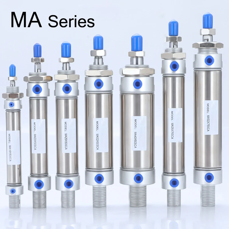 Stainless Steel Double Action MA Type With Magnet 16/20/25/32/40mm Bore 25/50/75/100/125/150/175mm stroke pneumatic cylinder