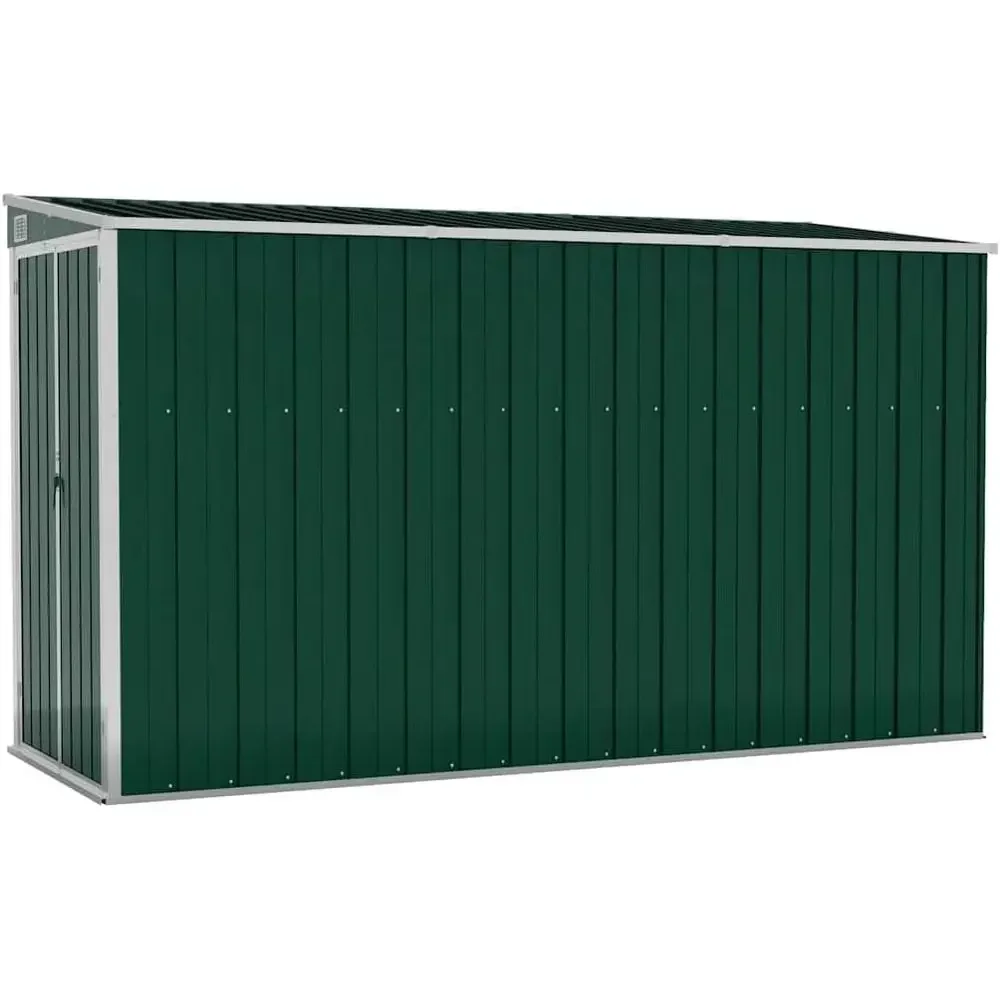 Green Durable Galvanized Steel Wall-Mounted Garden Shed with Easy Double Door Access, 46.5x113.4x70.1