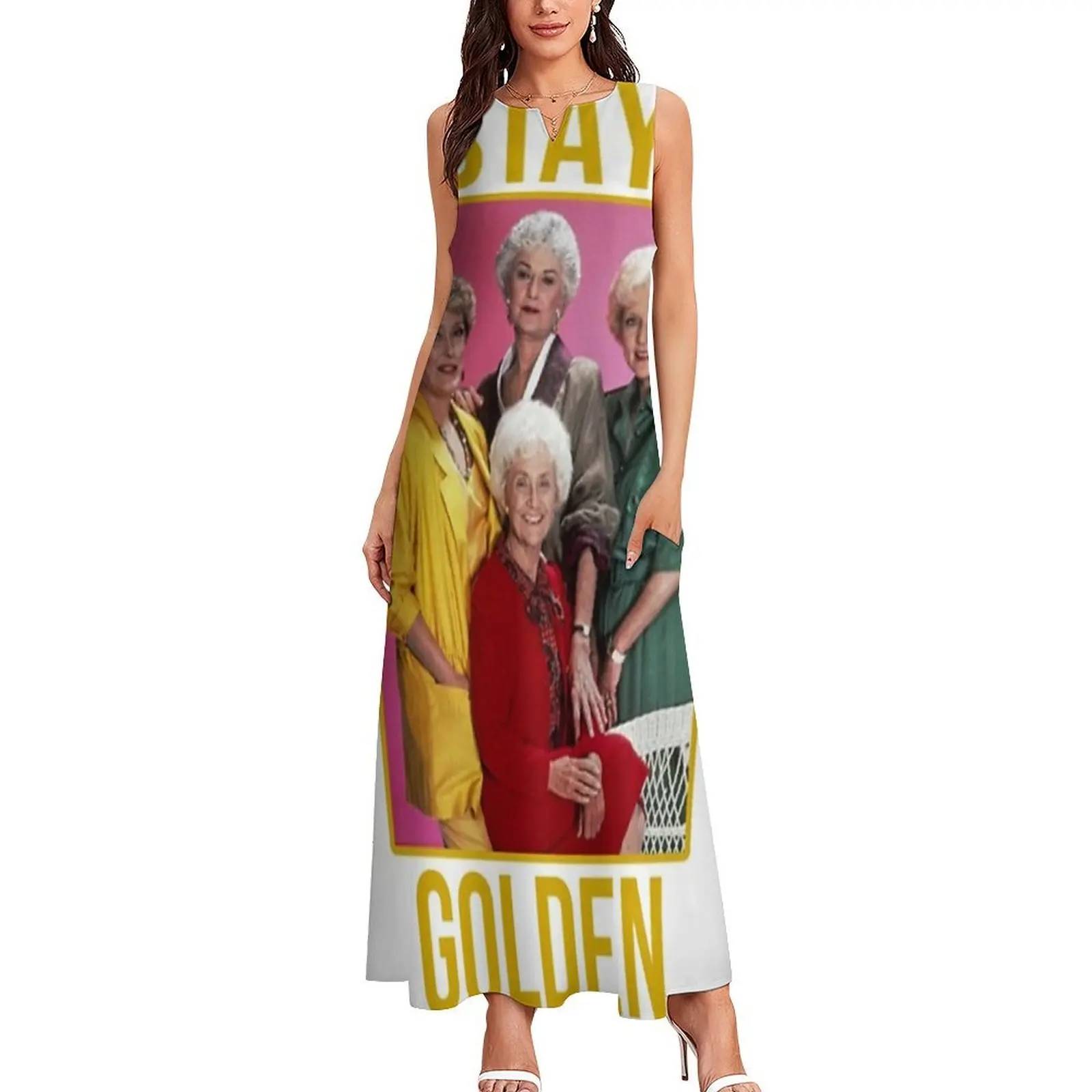golden girls sticker stay golden betty white sticker golden girls shirt Long Dress Beachwear dress for women