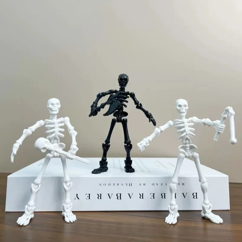DIY Plastic Posable Skeleton Figurines Movable Joints Mini Skeletons Halloween Party Decor