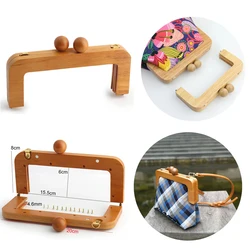 1Pcs 20cm Purse Frame Wood Handle Wooden Bags Closure Kiss Clasp Handbags Frames Lock Buckles DIY Sewing Making Bag Accessories