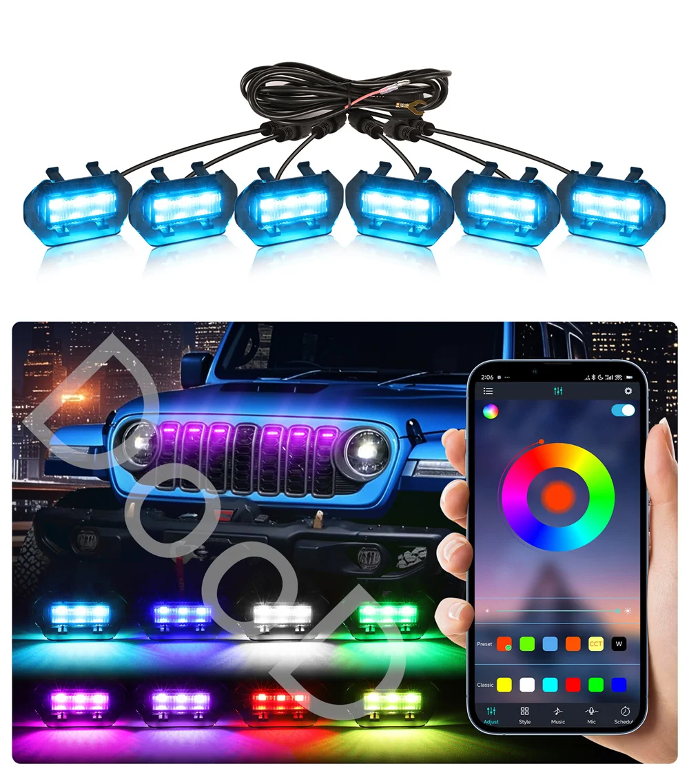 

Front Grill Lights Fit for Jeep Wrangler JL JLU 2024 2025 2026 Rgb Grills Grille lights accessories