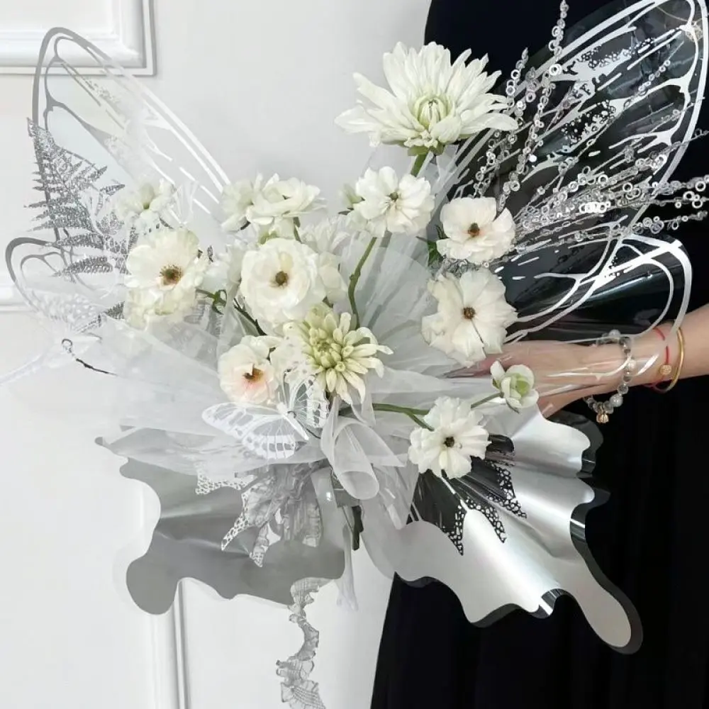 Unique Butterfly Style Bouquet Wrapper Sheets Transparent OPP Material Floral Packaging Supplies For Birthday Wedding Decor