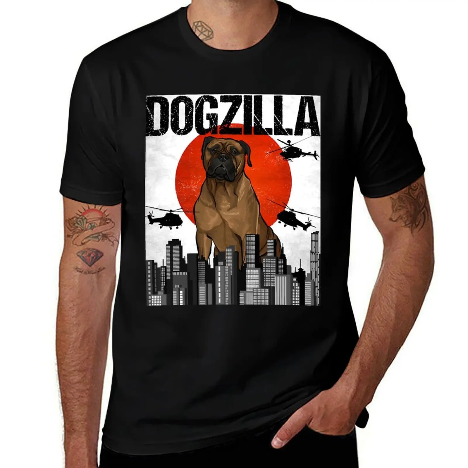 Funny Vintage Japanese Dogzilla Bullmastiff T-Shirt cotton tshirt 100% T-Shirt