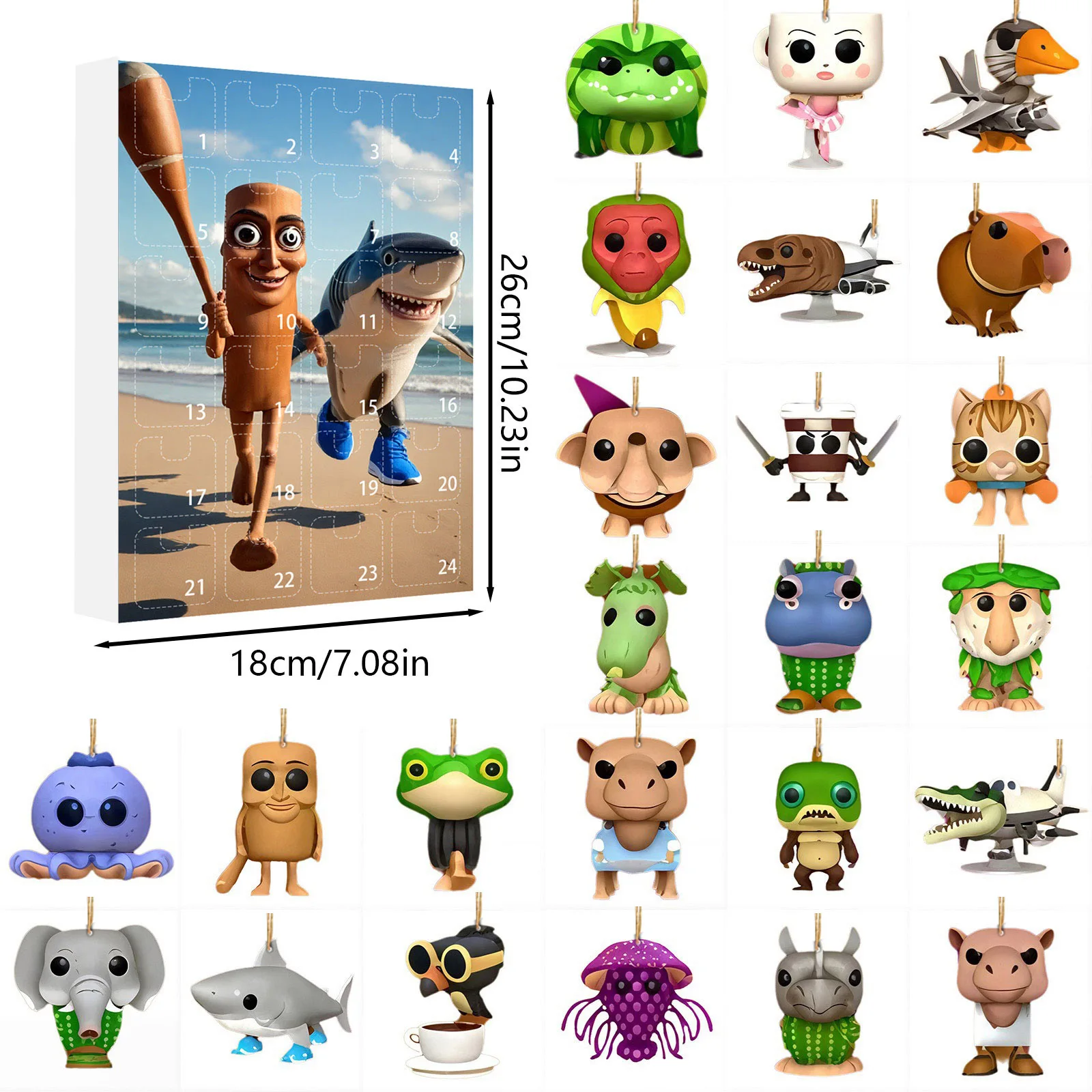 24 Uds. Figura italiana de Brainrot Tung Sahur, caja ciega, figuras Tralalero, llavero acrílico, colgante, modelo divertido, juego, juguete coleccionable