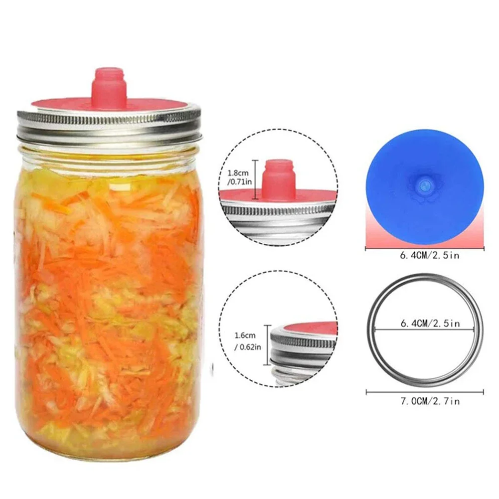 5 Pack Wide Mouth Silicone Fermentation Lids for Jars Airlock Covers for Vegetables Pickles Sauerkraut and More!