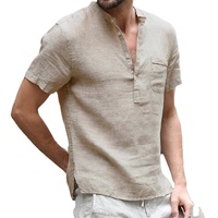 Summer New Mens Short-Sleeved T-shirt Cotton Linen Casual Men Solid Color Oversized T Shirt Male Breathable Tops Camiseta Hombre