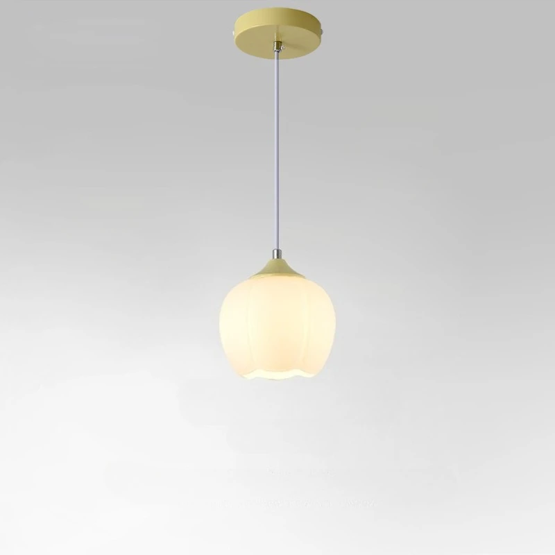 Cream Style Pumpkin Pendant Light, Simple and Modern Lighting Fixtures for Bedroom Headboard Bar Counter Entrance Hallway
