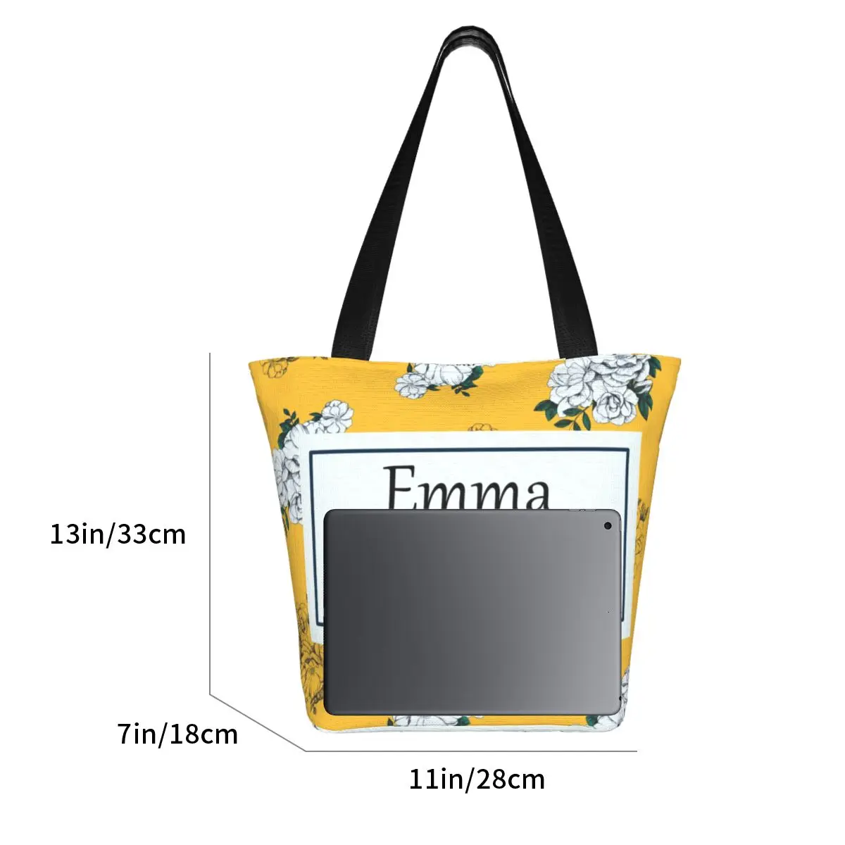 حقيبة يد للتسوق من إيما باي جين أوستن حقيبة كتف للتسوق قابلة لإعادة الاستخدام حقيبة كتف للتسوق من قماش الكتاني