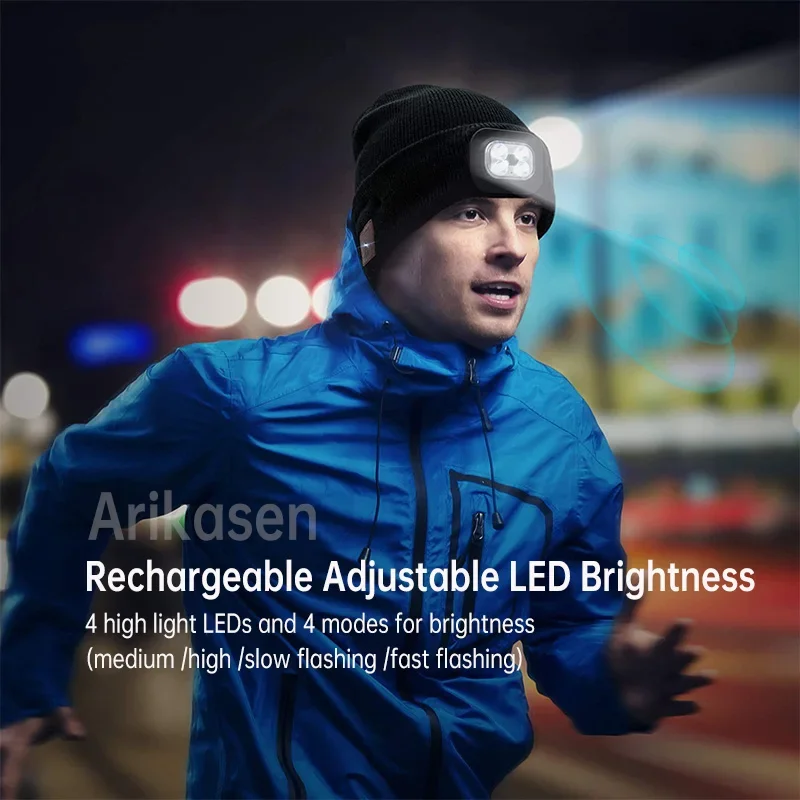 قبعة صغيرة لاسلكية مع ميكروفون من Arikasen ، قبعة دافئة للشتاء ، سماعات بلوتوث ، قبعة رياضية ، هاتف حر اليدين