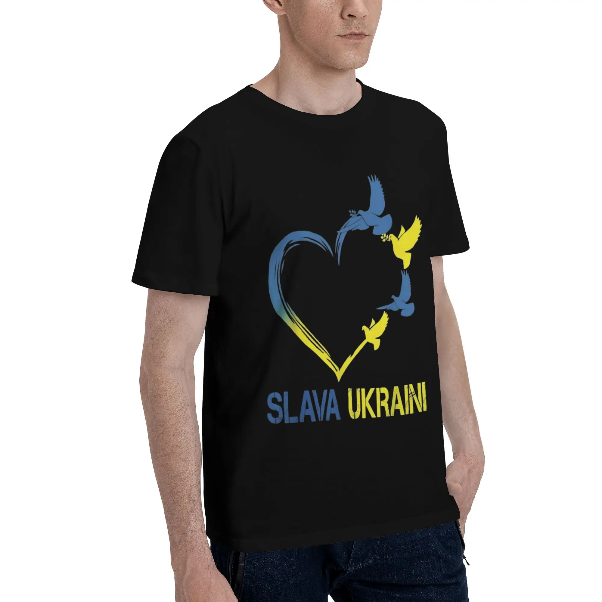 Custom Ukraine Flag T Shirts Men Pure Cotton Tees  Tshirts Short  Sleeve Casual T-shirt Clothing