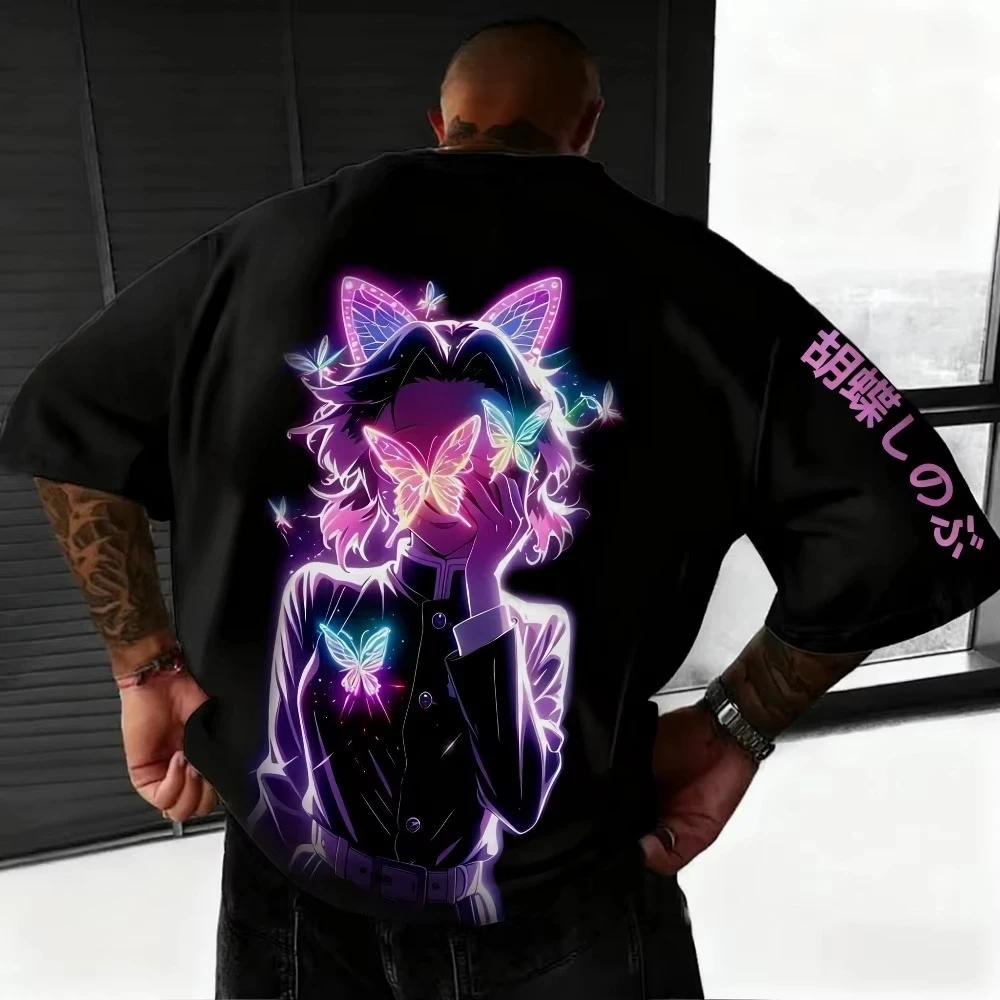 Demon Slayer Shinobu Kocho Printed T-shirt Men's and Women's T-shirt Men's Top Sports T-shirt Men's T-shirt Harajuku Y2K Tee