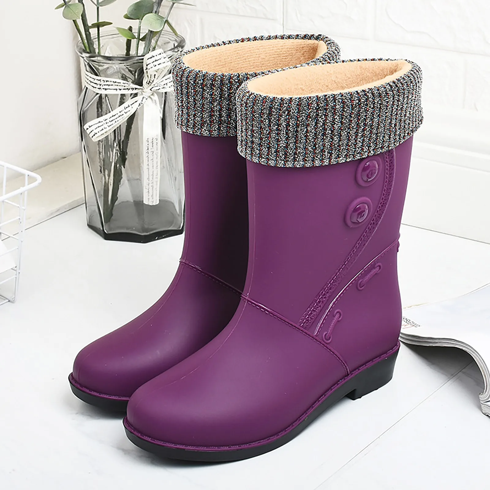 

Women Rain Shoes Shoes Comfortable Light Ankle Rain Boots Frosted Outdoor Rain Boots Disposable Wading Boots