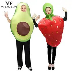 VIP FASHION Strawberry Avocado Costume Halloween Carnival Disguisement Clothes Couple Holiday Jumpsuits Funny Holiday Party Suit