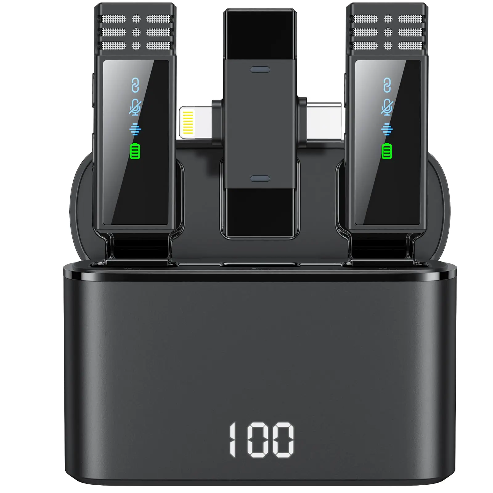 

J68 Профессиональный беспроводной петличный микрофон с зарядным устройством Портативная шумоподавляющая аудиозапись для iPhone Android ПК