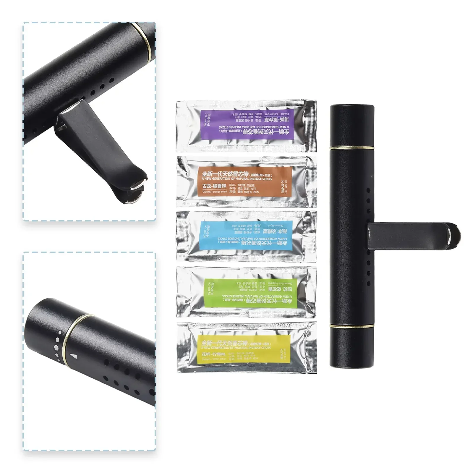 1 set Air Conditioner Vent Aluminum alloy Outlet fragrance clip Perfume Diffuser With 5 Aroma Sticks High Quality