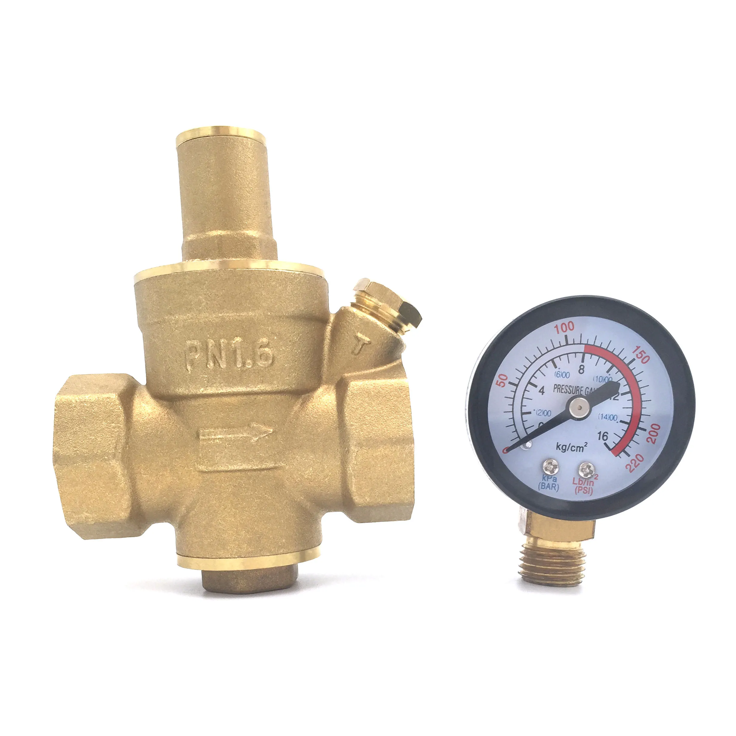 

DN15-50 Brass Water Pressure Reducing Maintaining Valve 1/2-2" Regulator Adjustable Relief Valve Gauge for Water Oil Gas Valve