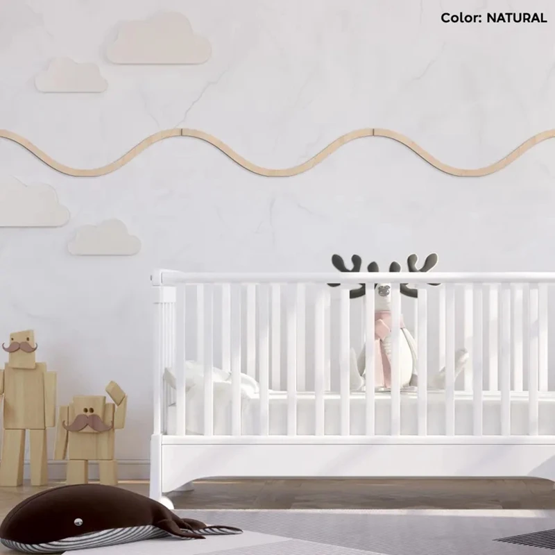 

20xWooden Wavy Wall Molding 40CM Decorative Scallop Chair Rail Moulding Wave-Shaped Wood Wall Cornice for Home