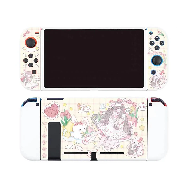 Lovely Girl Protective Case for Nintendo Switch Oled Cartoon Dessert Fairy League Hard Cover Back Girp Shell For Nintendo Switch
