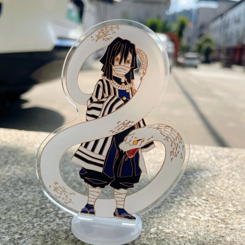 شيطان القاتل الاكريليك الحلي Iguro Obanai أنيمي عمل الشكل سيارة سطح المكتب الديكور نماذج Kawaii ألعاب أطفال هدايا عيد الميلاد