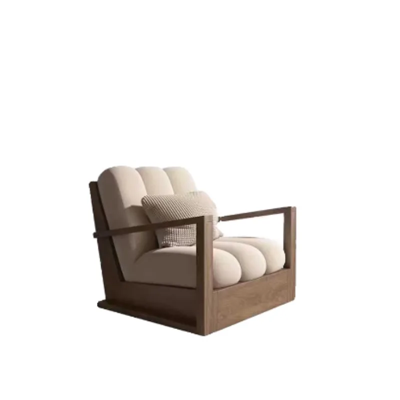 

Simple wabi-sabi wind solid wood single small sofa American retro solid wood leisure chair