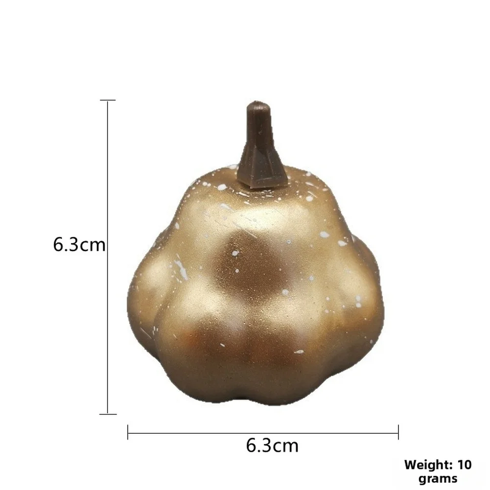 20PCS Golden Artificial Pumpkins 6.3cm Small Plastic Gourd Ornaments For Autumn Halloween Christmas Home Table Party Decoration