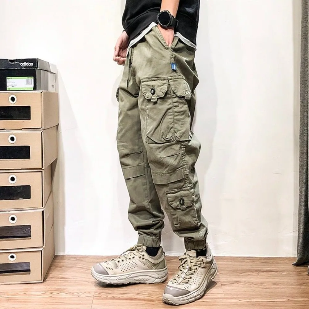 Vintage Multi Pocket Hiking Cargo Men Invisible Open Crotch Outdoor Sex Loose Large Size Casual 9 Point Pants Exotic Streetwear