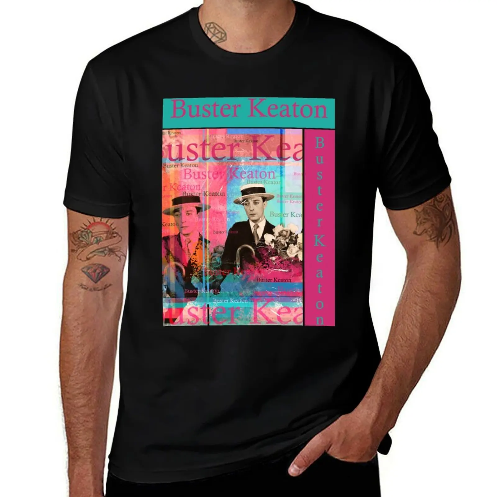 

beautiful Buster Keaton portrait, famous American comedian T-Shirt new edition graphic t shirts Short sleeve tee men