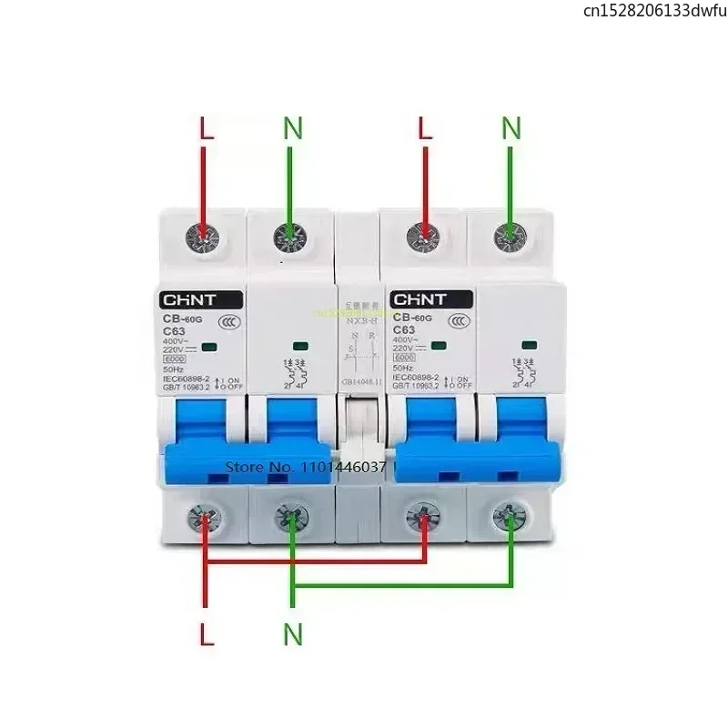 CHINT CB-60A DC Electric Vehicle Solar Energy Dual Power Manual Transfer Switch Circuit Breaker AC 220V 380V 400V MCB 50A 63A