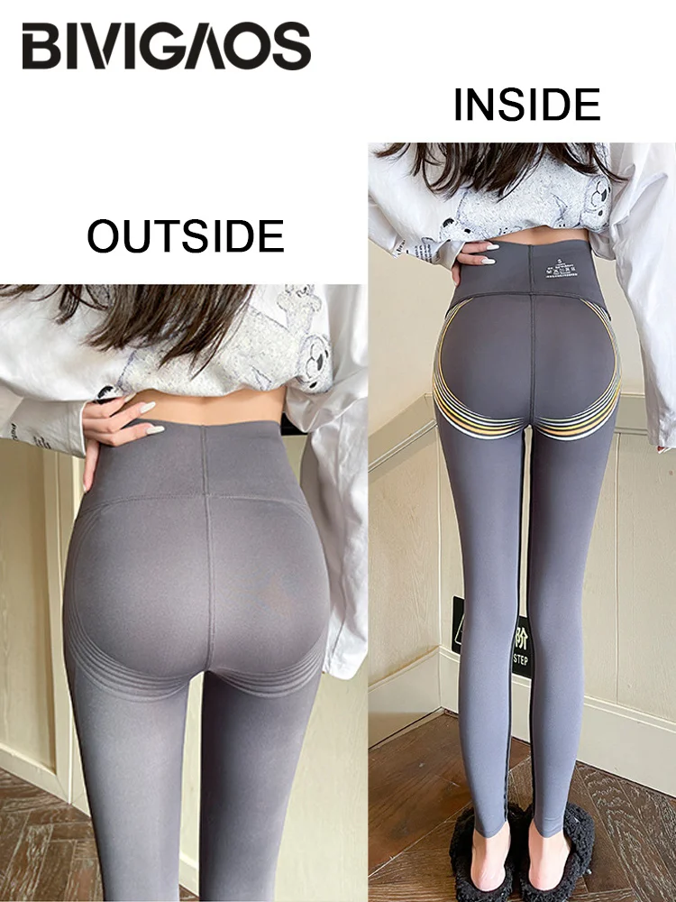 BIVIGAOS 2022 Spring New Women Rainbow Butt Lifter Leggings Liquid Tight-Fitting Shark Pants Sports Fitness Sharkskin Leggings