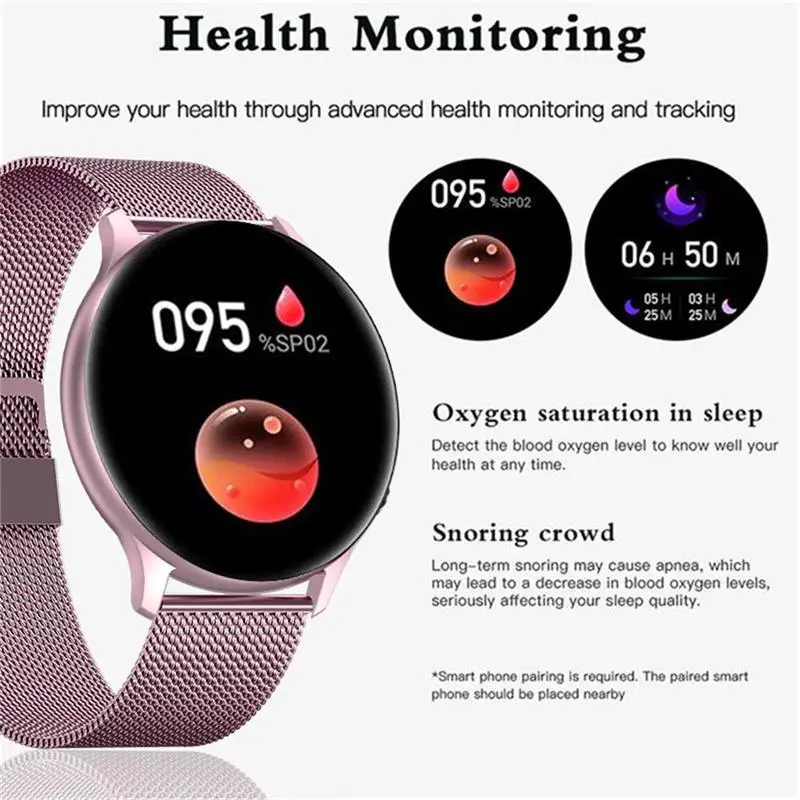 2024 Fashion Smart Horloge Dames Hartslag Bloeddruk Custom Dial Sport Fitness Horloge Mannen Vrouw Waterdichte Smartwatch Vrouwen