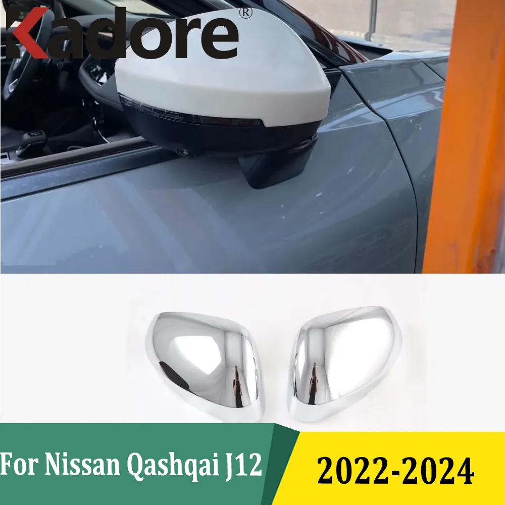 For Nissan Qashqai J12 2022 2023 2024 ABS Chrome Side Door Rearview Rear View Mirror Covers Trim Styling Car Accessories