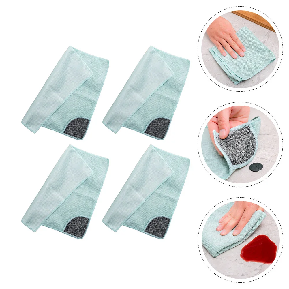 

4pcs Water Absorption Dishcloths Non-Stick Oil Resistant Cleaning Cloths For Kitchen Household Duster Plates Pots Scrubbing