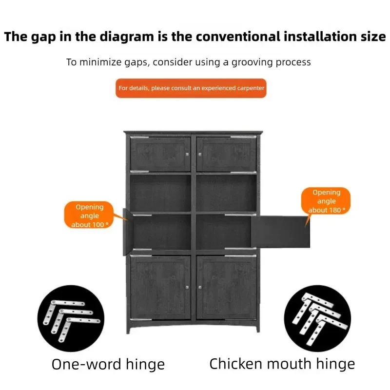 Heavy-Duty Thickened Stainless Steel Hidden Shaft, 360 Degree Rotatable Concealed Pivot Hinge, Upper Lower Door Axis Hardware fo