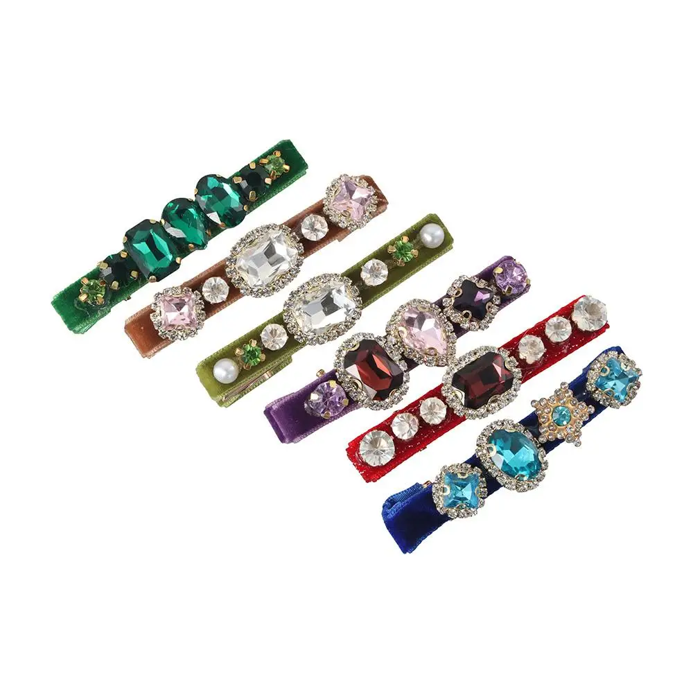 Gift Fashion Baroque Elegant Luxury Rhinestone Korean Style Hairpin Girls Hair Clip Sweet Barrettes Velvet Duckbill Clip