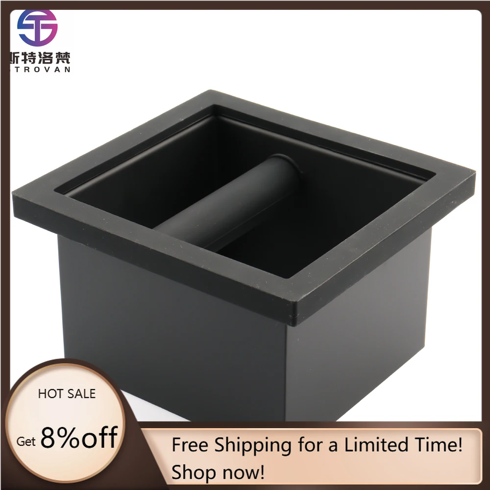 

STLG WJW Barista Tools Stainless Steel Black Espresso Knock Box Coffee Accessories Bottomless Coffee Knock Box