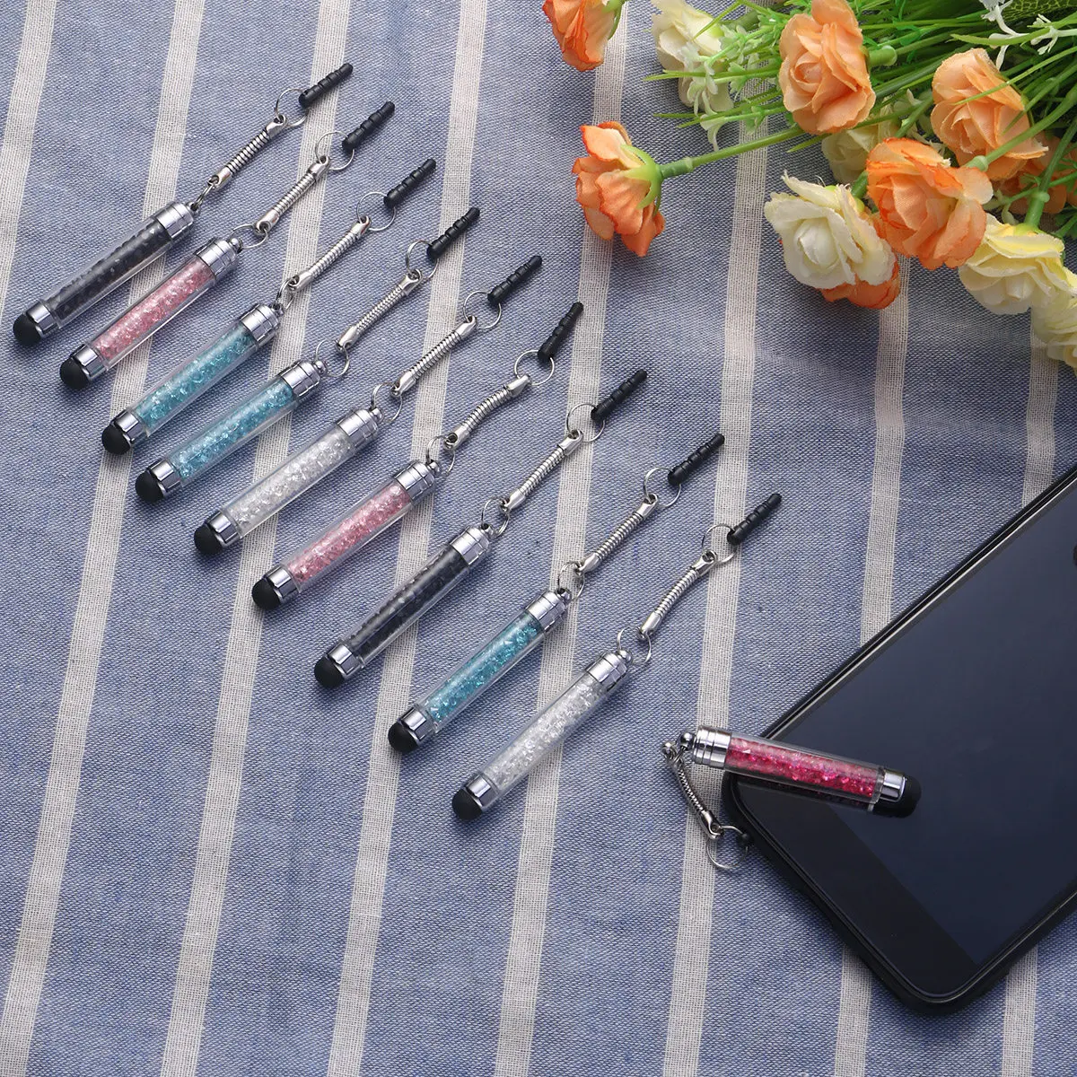 10Pcs Mini Crystal Stylus Pen for All Capacitive Touch Screens Tablets Pocket Friendly Soft Tip Scratch Free Luxury