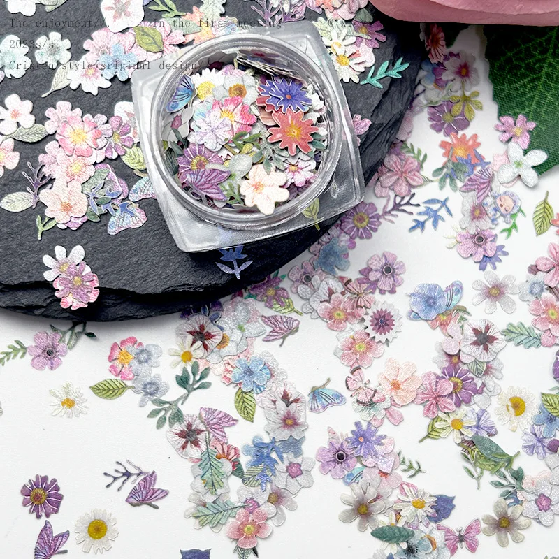 

1 коробка, новый маникюр, лист деревянной целлюлозы, цветы, бабочка, чехол для телефона «сделай сам», капли, листья, ромашка, патчи для ногтей, украшение для лица