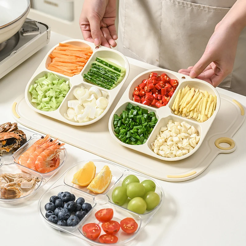 1Pieces New Divided Plates Anti-Scalding Fruit Plate 4 Compartment Food Dinner Plate Tray Outdoor Tableware