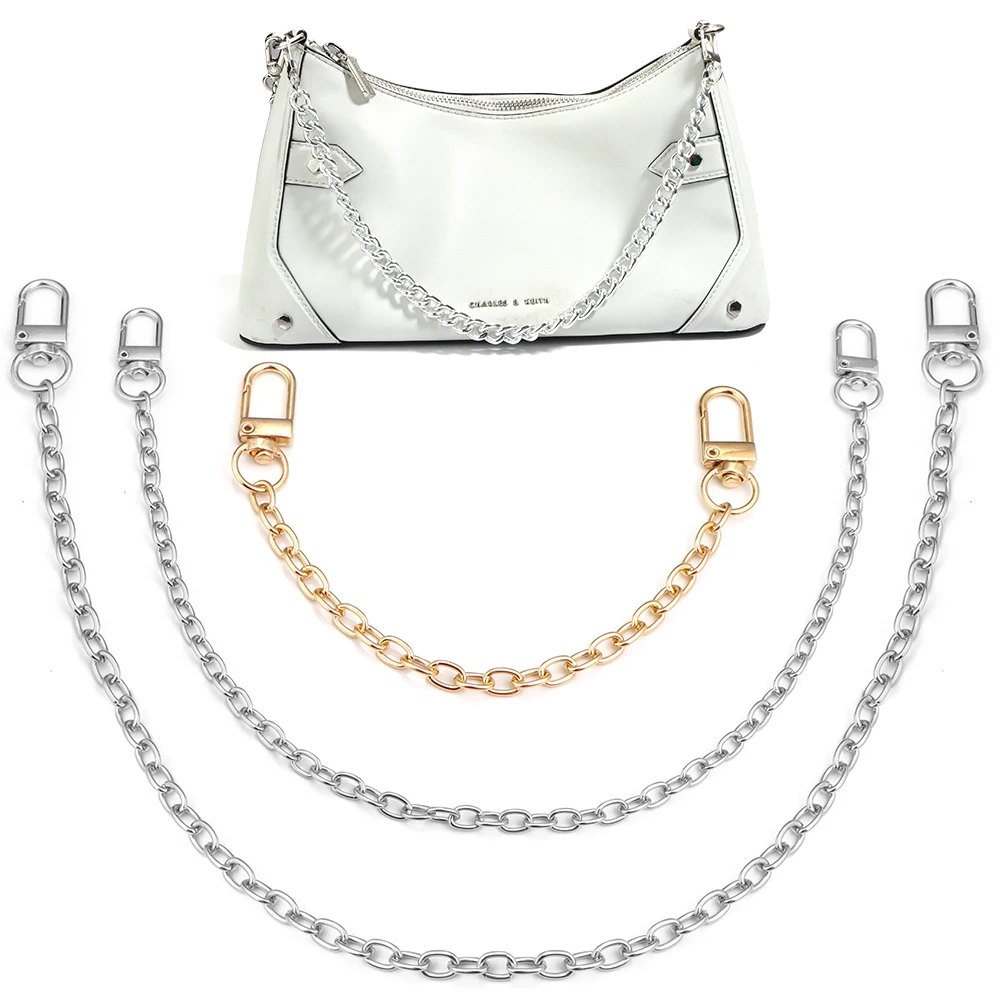 

Металлические алюминиевые цепочки для сумок 20/40/80/120 см, съемные ремни-цепочки для женщин, цепочки для сумок для животных, сменные детали и аксессуары