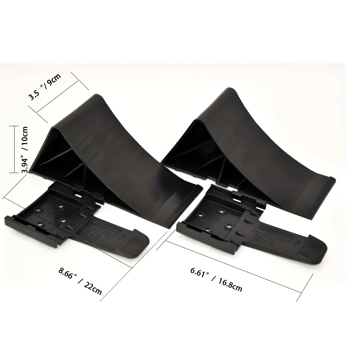 Complete Set Of Black Wheel Chocks For Cars Including A Bracket 2 Trailer Brake Chocks (1.6–2.0 Tonnes) (Fasteners Included)