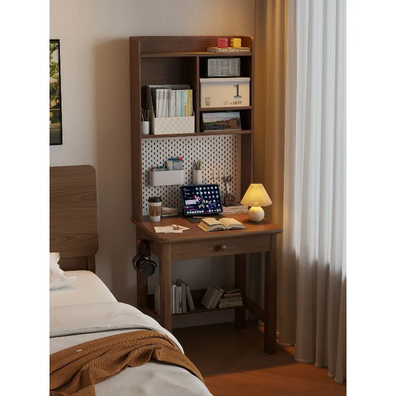 

Small apartment all solid wood desk bookshelf integrated bedroom small bedside table junior high school students