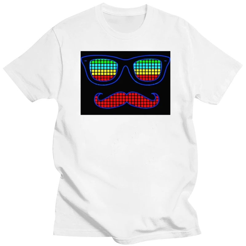 t shirt for women Hot Sale Sound Activated Led Cotton Light Up and Down Flashing Equalizer EL T Summer Mens T Shirt