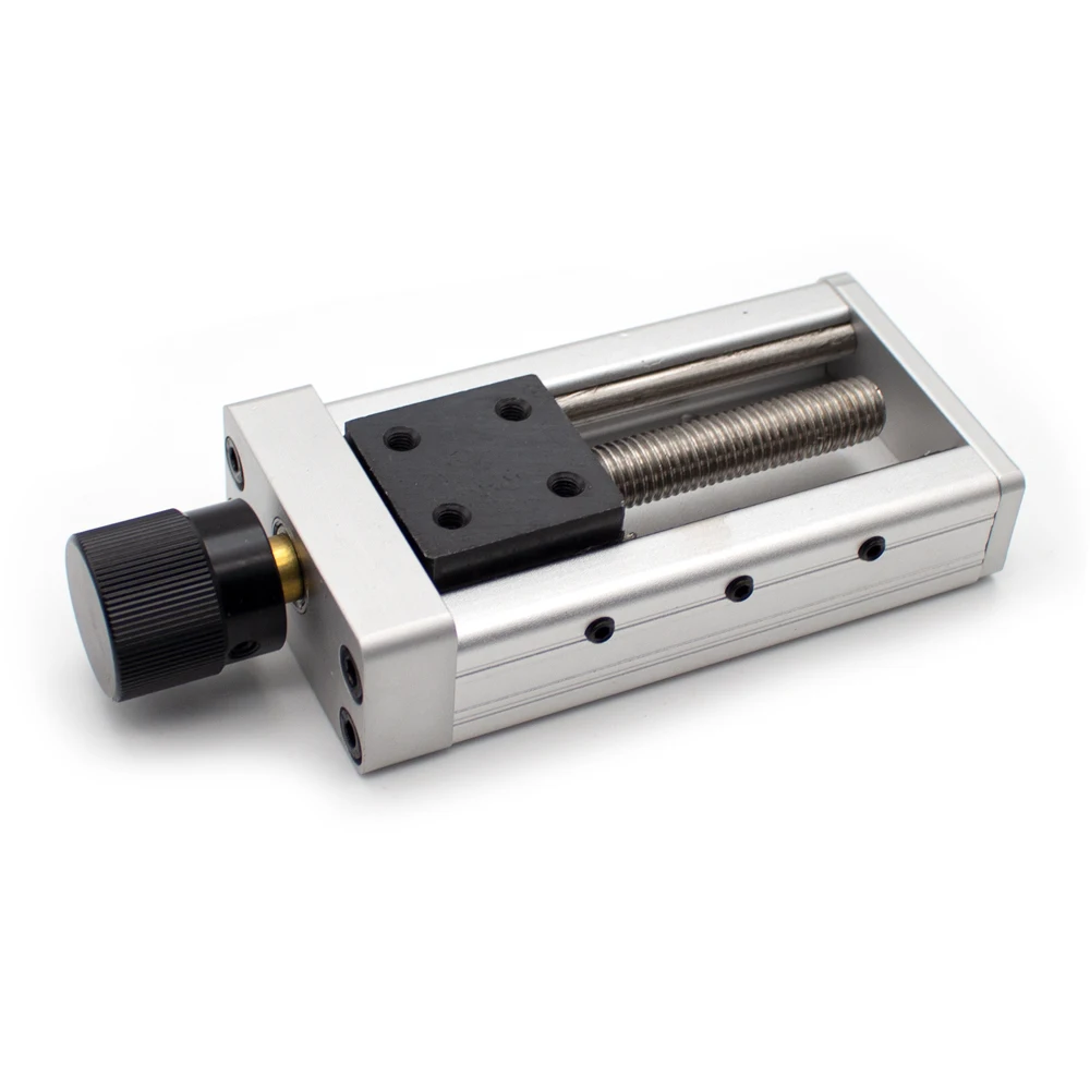 Deslizador de ajuste fino de precisión de soldadura, mesa deslizante de ajuste de tornillo Manual, soporte de pistola de soldadura, carrera deslizante de 60/100MM, 35x35MM